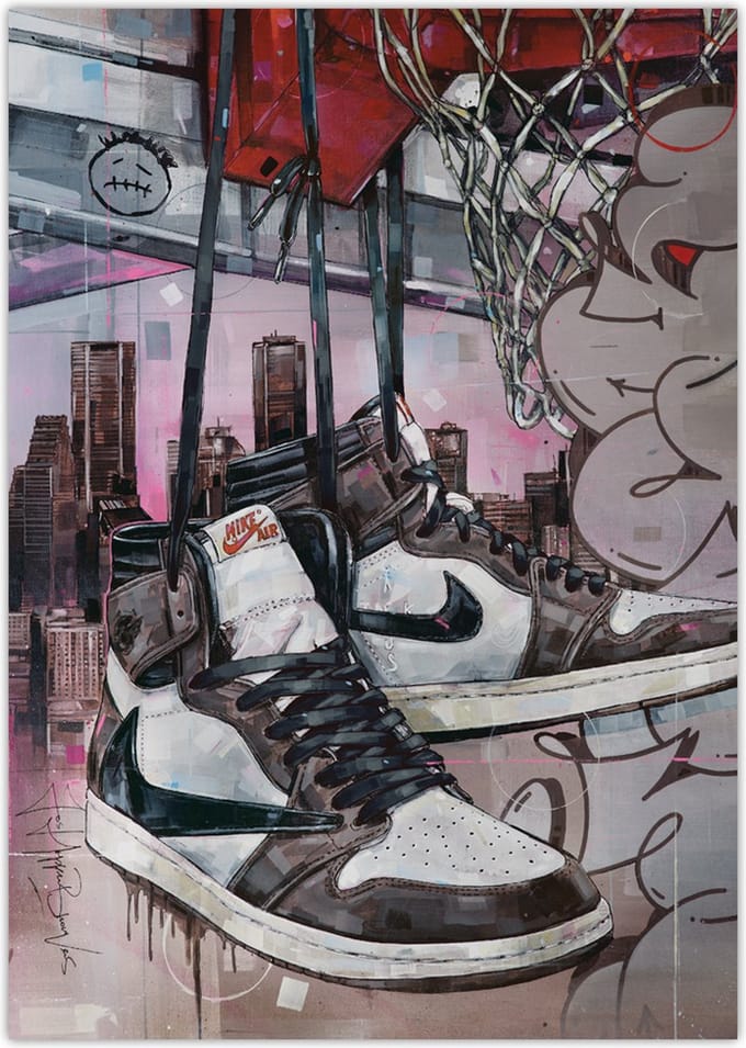 Sneaker poster high - black laces basket 29,7x42 cm (A3)