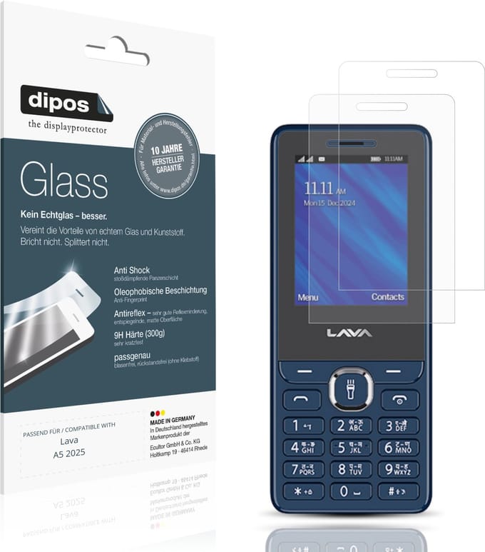 dipos – 2x Matte Pantserfolie geschikt voor Lava A5 2025 | 9H Screenprotector
