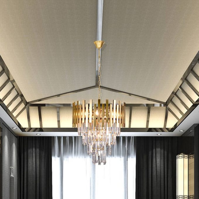 Eko-Light Hanglamp Aspen metaal goudkleurig glaskristallen, hoogte 50 cm