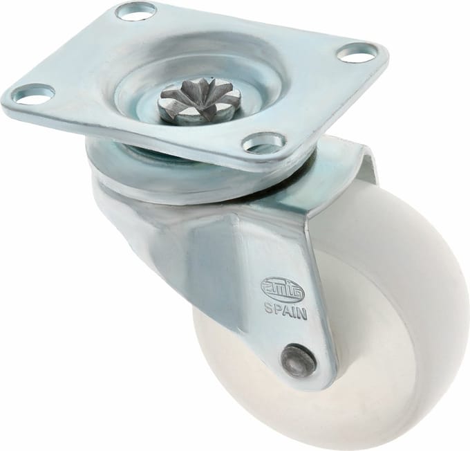 AMIG zwenkwiel/transportwiel - D60mm - polyamide - 60kg draagvermogen - wit