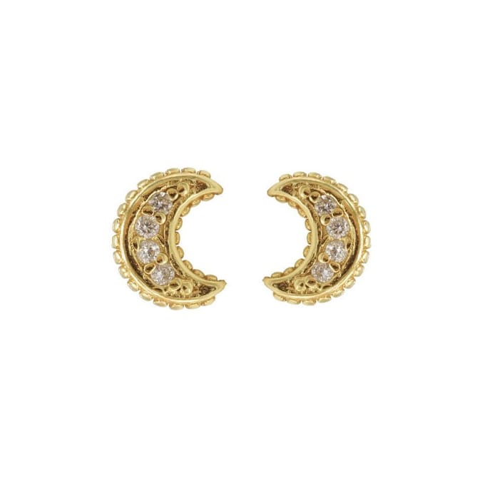 Karma Oorbellen Zirconia Moon Goud