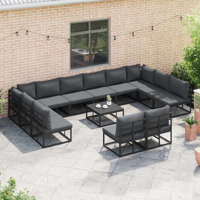 vidaXL - Tuinbank - Set - 13 - st - Zwart - Aluminium
