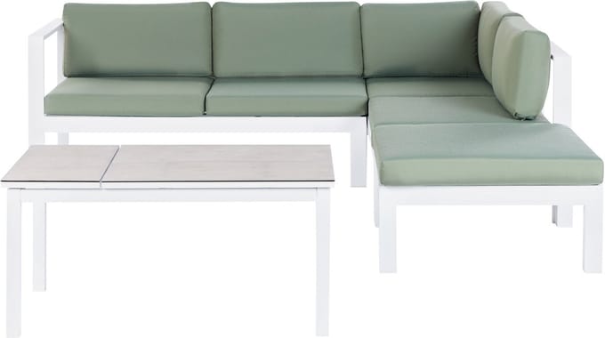 MESSINA - Loungeset voor 5 - Wit/Groen - Aluminium