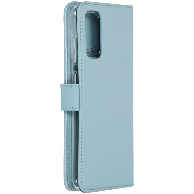Selencia Hoesje - Geschikt voor Samsung Galaxy S20 - Echt Lederen Bookcase - Air Blue