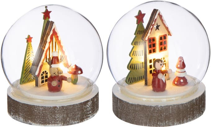 J-Line waterbal Huis - multiplex - wit/rood - 2 stuks - LED lichtjes