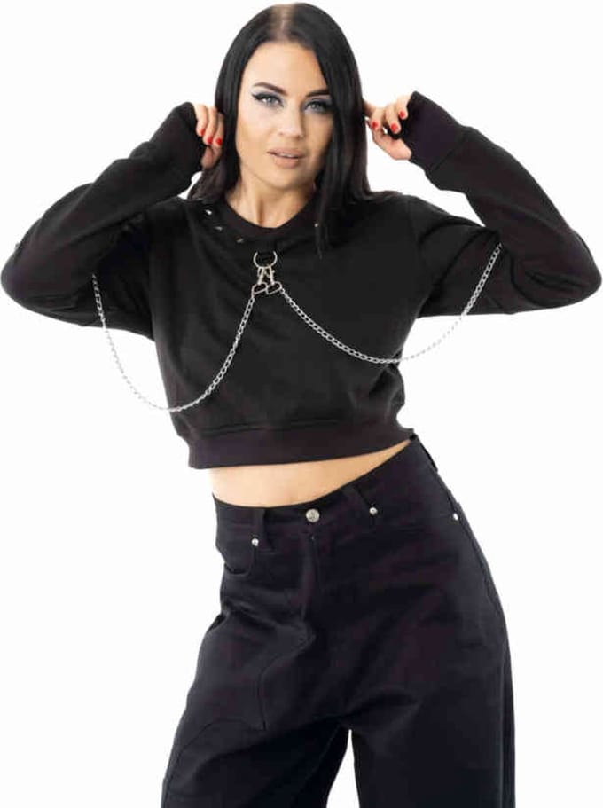 Heartless - Kaia Crop Sweater/Trui - XL - Zwart