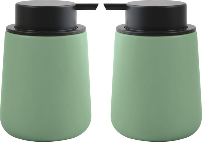 MSV Zeeppompje/dispenser Malmo - 2x - Keramiek - groen/zwart - 8,5 x 12 cm - 300 ml