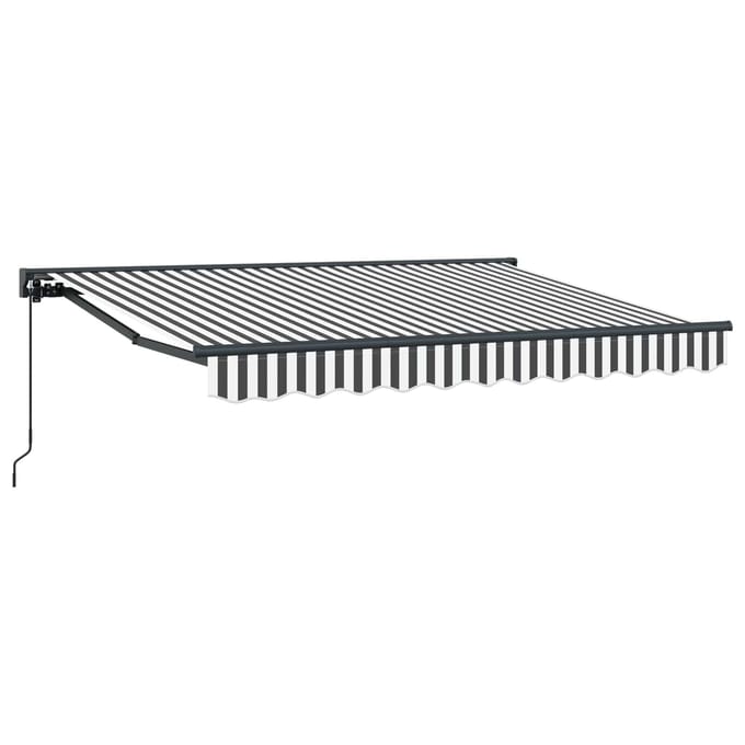 vidaXL - Handmatig - uitschuifbare - luifel - Antraciet - en - Wit - 3,5 - x - 2 - m