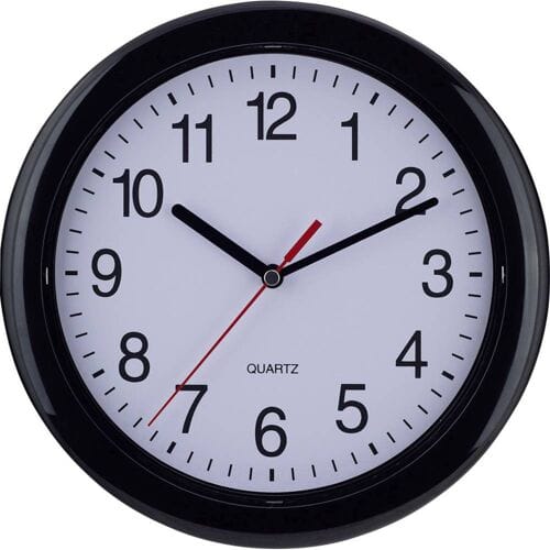 EUROTIME 22221 Wandklok Kwarts 25 cm x 25 cm Zwart Groot display