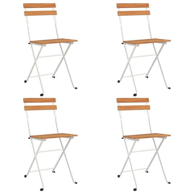 vidaXL - Opklapbare - stoelen, - 4 - stuks, - van - massief - acaciahout - en - staal.