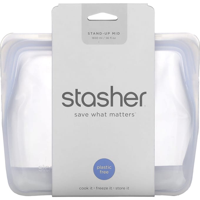 Herbruikbare Siliconen Voedselopbergzak, Staande Zak, Transparant, 128G(56 Fl Oz) white