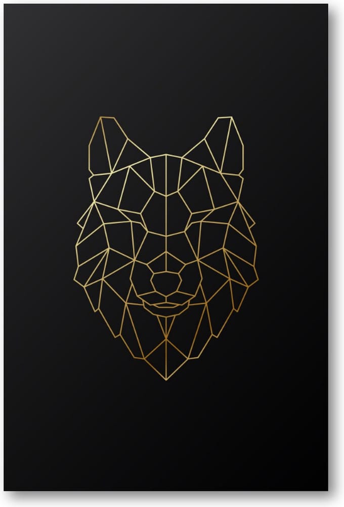 Minimalist Wolf - Goud - 60x90 Forex Staand - Dieren