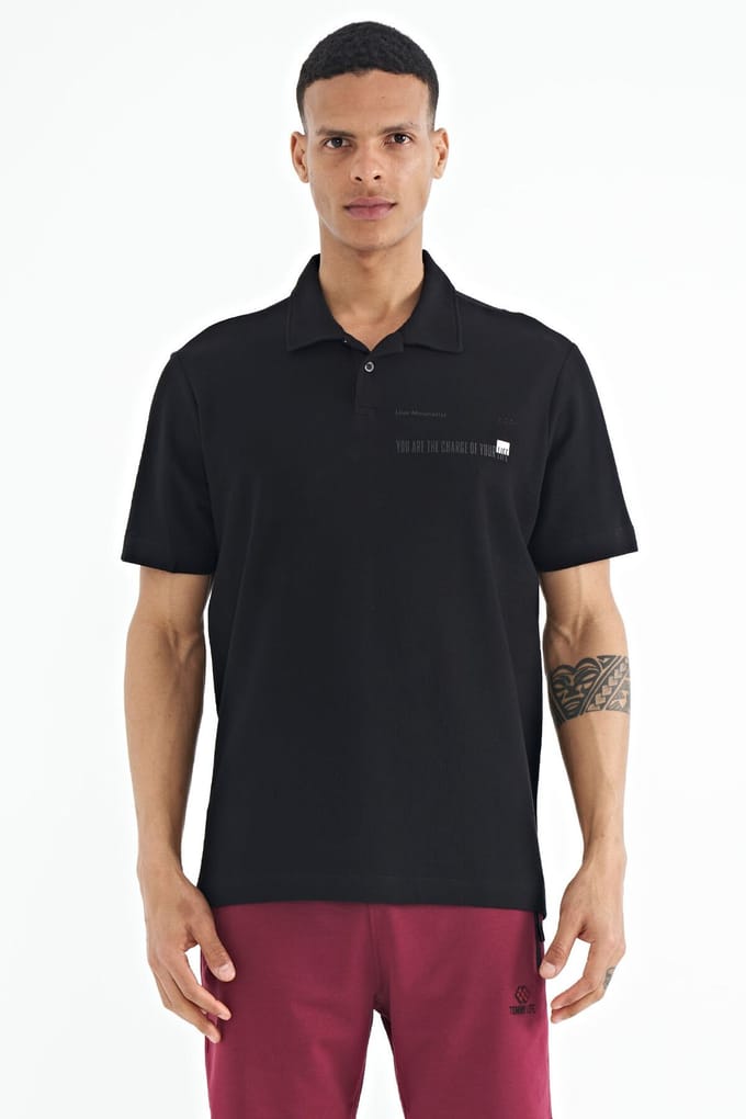 Heren Katoenen Polo T-Shirt Met Tekstprint