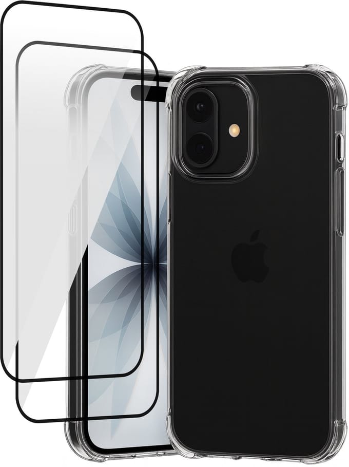 Hoesje geschikt voor iPhone 17 - 2x Screenprotector Volledig Dekkend Glas - Shockproof Transparant