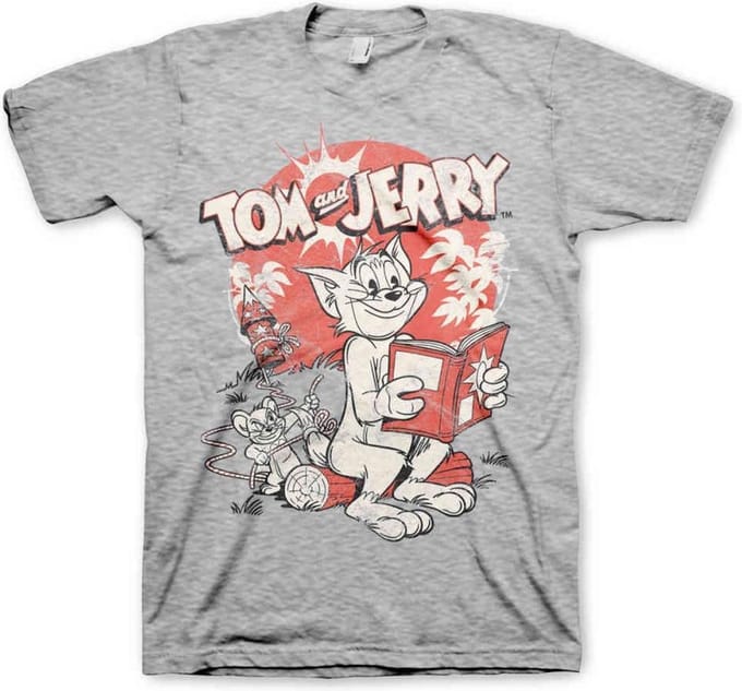 Tom And Jerry Heren Tshirt -M- Vintage Comic Grijs