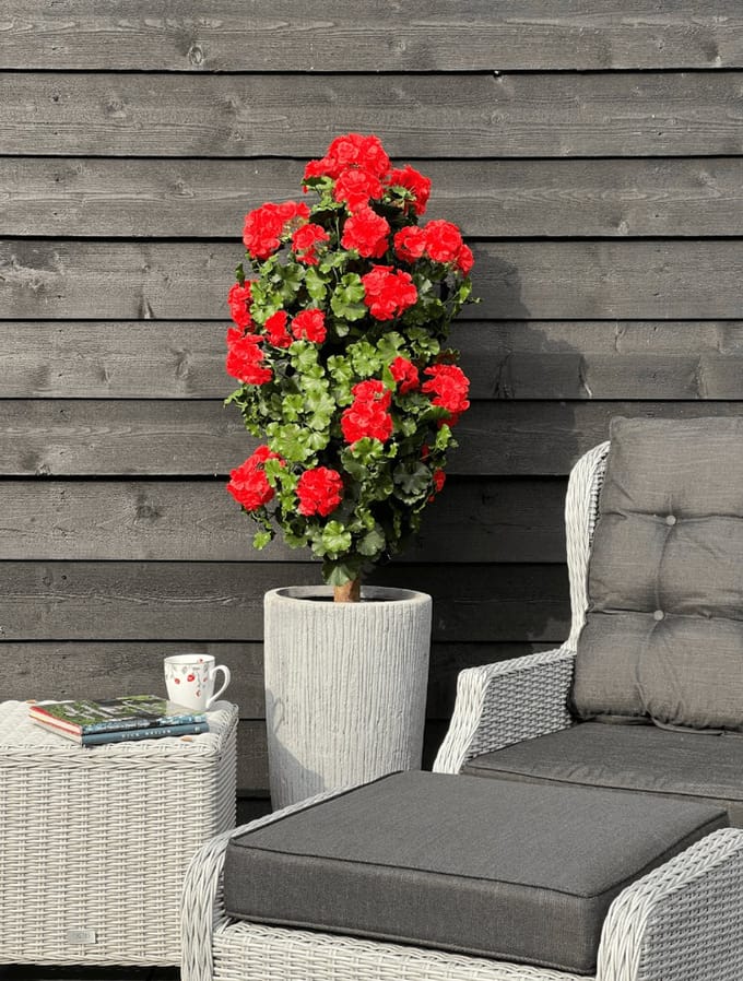 Geranium kolom kunstplant 120cm UV rood
