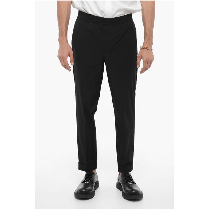 Nylon REM-broek met elastische tailleband in zwart