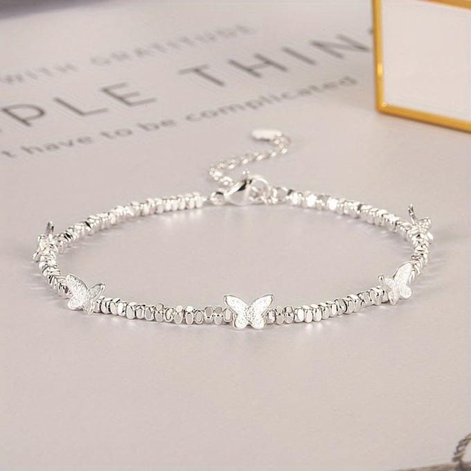 Meisjes Vlinder Kralen Armband, Modeontwerp in Insectenvorm, Multifunctioneel Verstelbare Sieraden gray