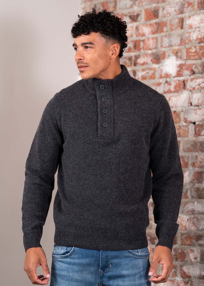 Barbour Essential patch half zip knitted jumper - charcoal