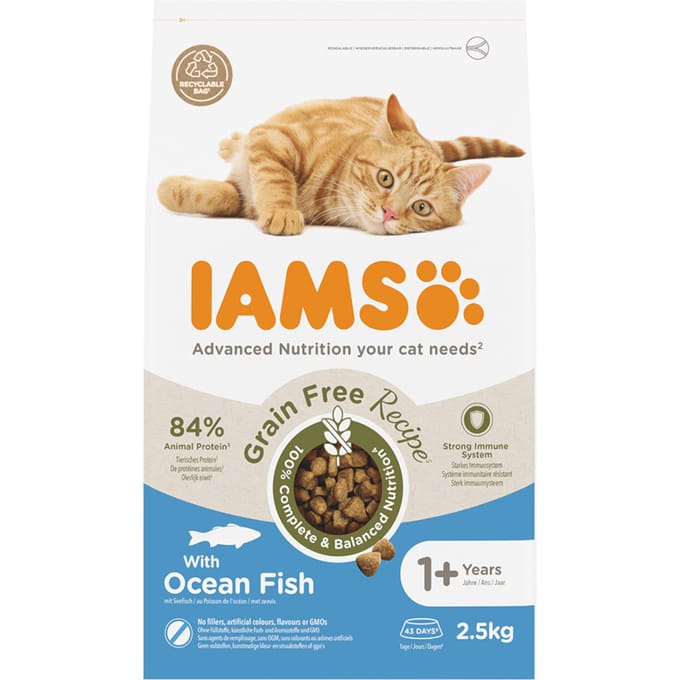 2.5kg IAMS Advanced Nutrition Graanvrij met zeevis droogvoer voor katten