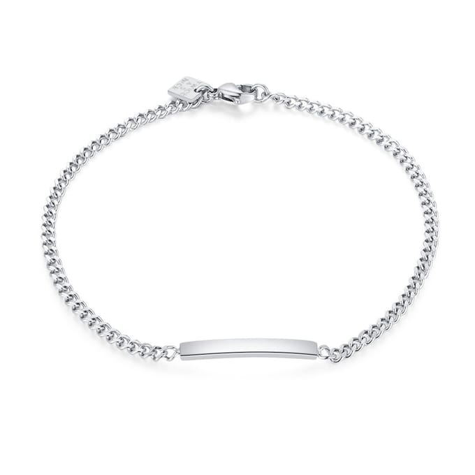 Twice As Nice Armband in edelstaal, naamplaatje 21,5cm