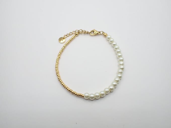Colure® armband glasparels 6mm white goud Miyuki combinatie