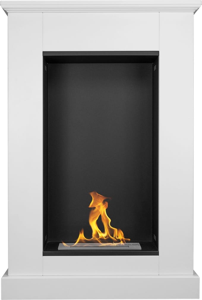 Bio-ethanol haard Pula Mini wit – vrijstaande schouw haard – 0,9L – 2 kW – moderne sfeerhaard