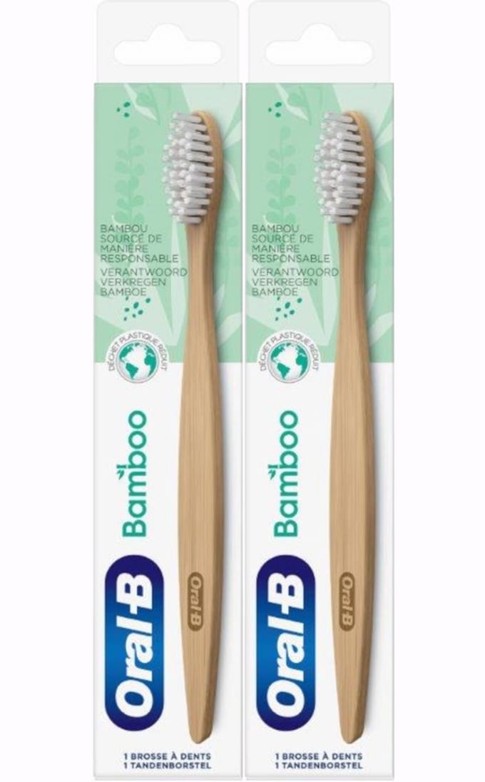 Oral-B Bamboe Tandenborstel - Wit - Pack van 2