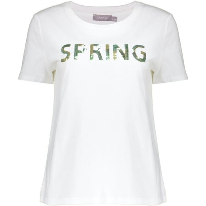 Geisha T-shirt T Shirt Spring Met Sequins 62376 41 Off-white Dames Maat - M