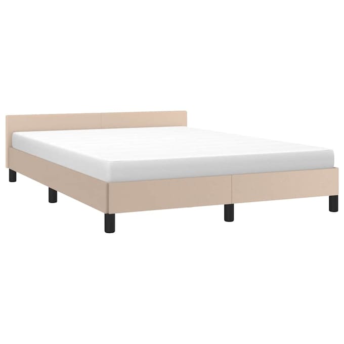 vidaXL - Bedframe - met - hoofdeinde - zonder - matras - Cappuccino - 140x200 - cm
