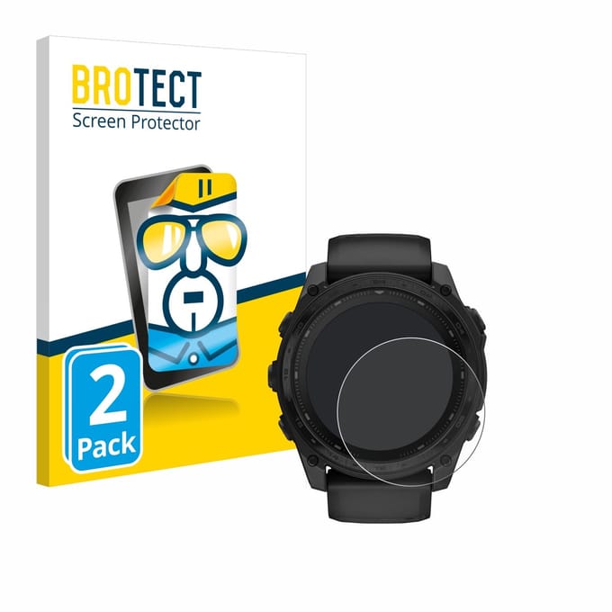 BROTECT - Screenprotector voor Garmin Tactix 8 Solar (51 mm) - Folie Beschermfolie transparant 2 Stuks