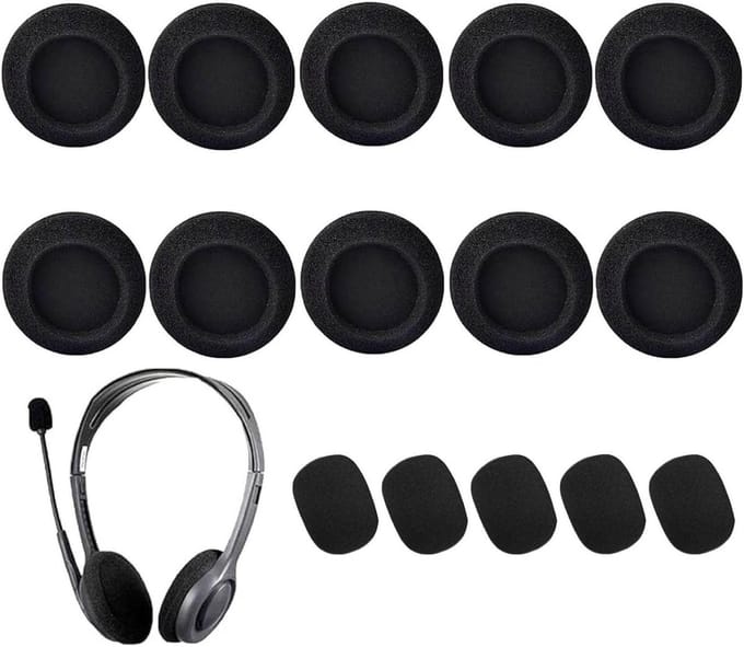 15 Delige Set: 10 Hoofdtelefoonhoezen & 5 Microfoon Windschermen - Wasbaar en Elastisch voor 5cm Oorkussens