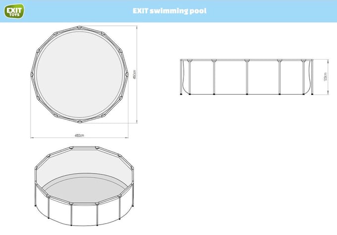 EXIT Black Leather Frame Zwembad ø450 - Opzetzwembad - met Filterpomp - Rond - Zwart