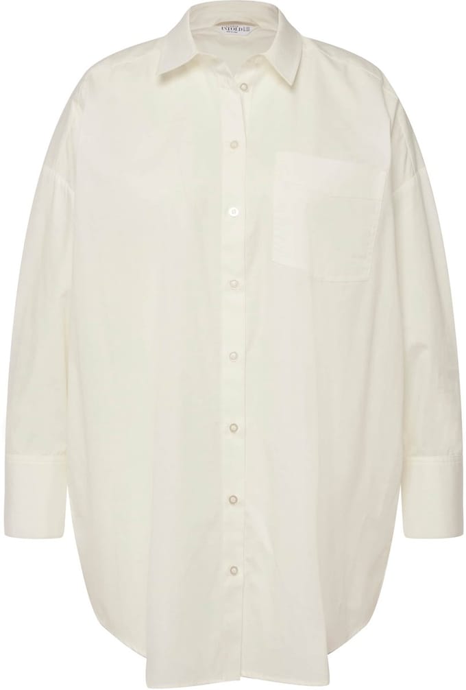 Studio Untold - Dames - Overhemdblouse oversized print op de achterkant - Off-white - Maat 54+