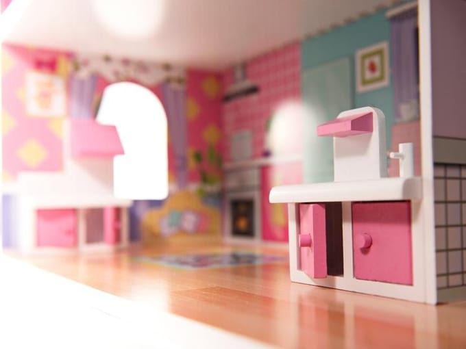Houten Poppenhuis Roze Villa 70 Cm Led