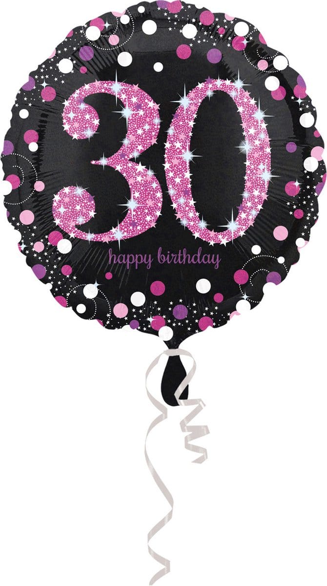 Amscan - Folieballon 30 Jaar Sparkling Celebrations Roze 43 cm