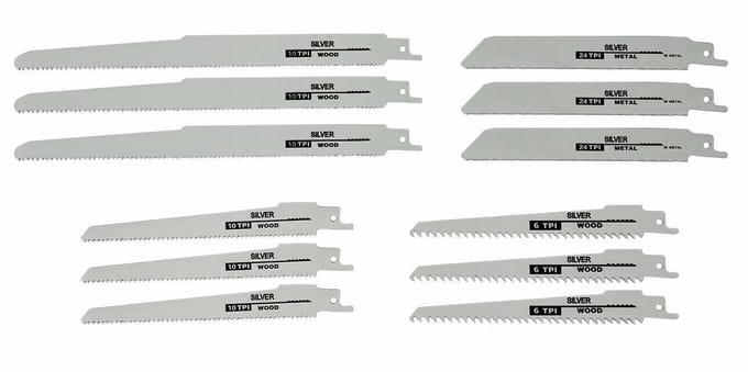 Silver - Reciprozaagblad Set - 12 Stuks - HCS/Bi-Metaal - Universele Compatibiliteit