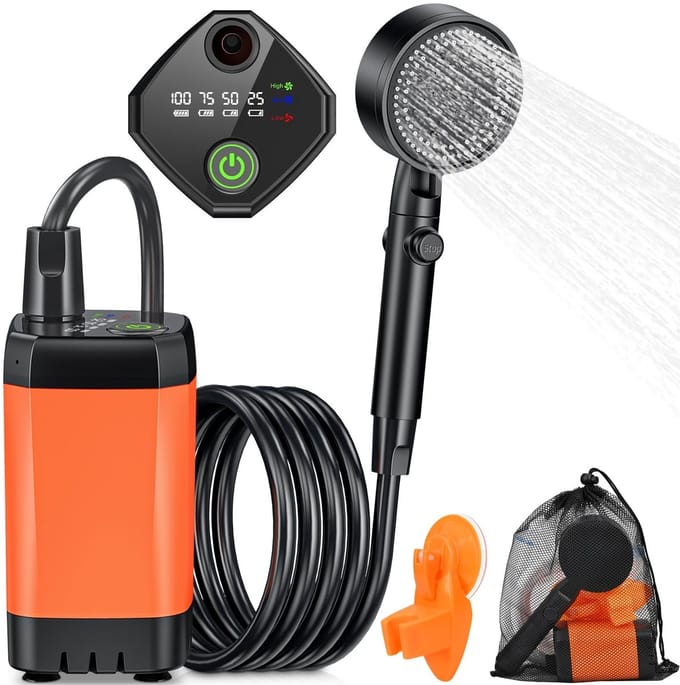 Dailygoods- Camping Douche Draagbaar - 3000mAh Accu - Mobiele Buitendouche - Douchekop - 2M Slang - Slimme Digitale Display