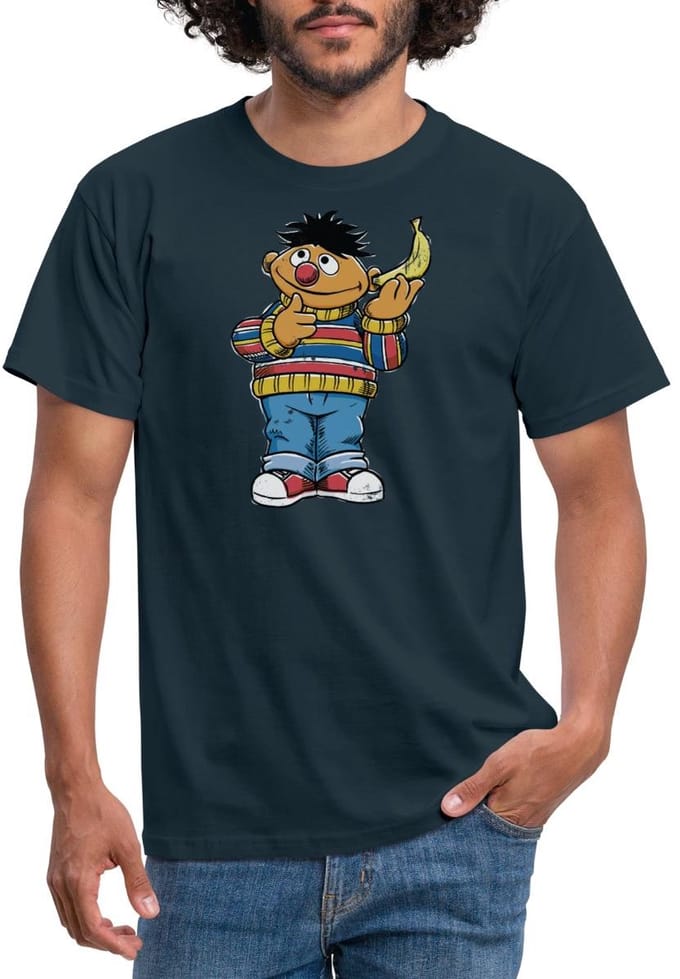 Sesamstraat Ernie Banana Telefoon T-Shirt Heren