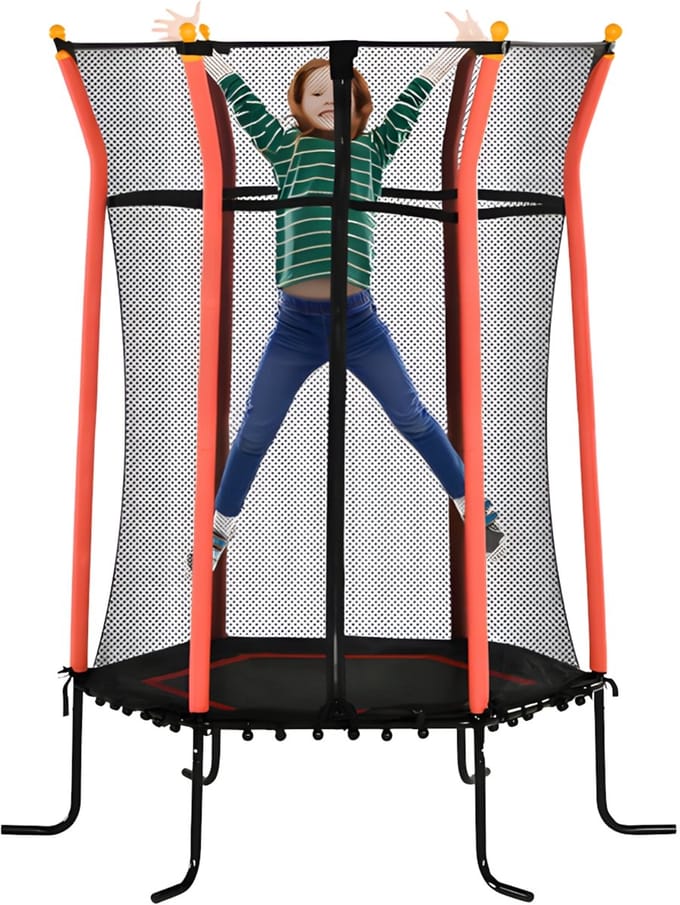 Kindertrampoline Ø163,5 cm – Indoor Trampoline tot 50 kg – Rood