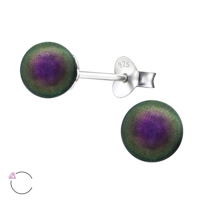 Montebello Oorbellen Edith Purple - 925 Zilver E-Coating - Swarovski Parel - Ø6mm