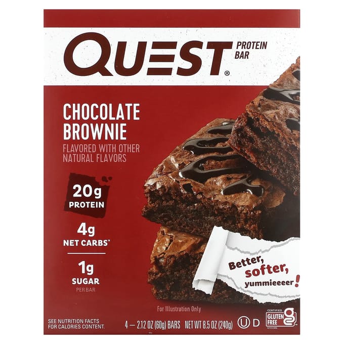 Quest Nutrition, Eiwitreep, Chocolate Brownie, 4 repen, 60 g (2.12 oz) elk