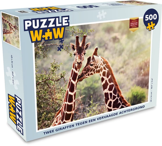 Puzzel Twee giraffen tegen een vervaagde achtergrond - Legpuzzel - Puzzel 500 stukjes