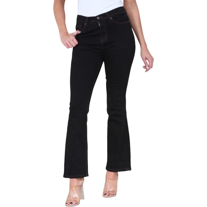 Dames Magic Shaping Slim Flare Leg Jeans met hoge taille in zwart
