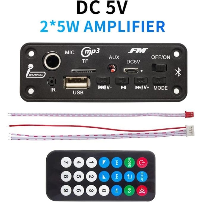 Draadloos Bluetooth MP3 Decoder Board 10W DC 5V Versterker DIY Auto MP3 Speler Audio FM Radio Handsfree Bellen Opname Ondersteuning Microfoon