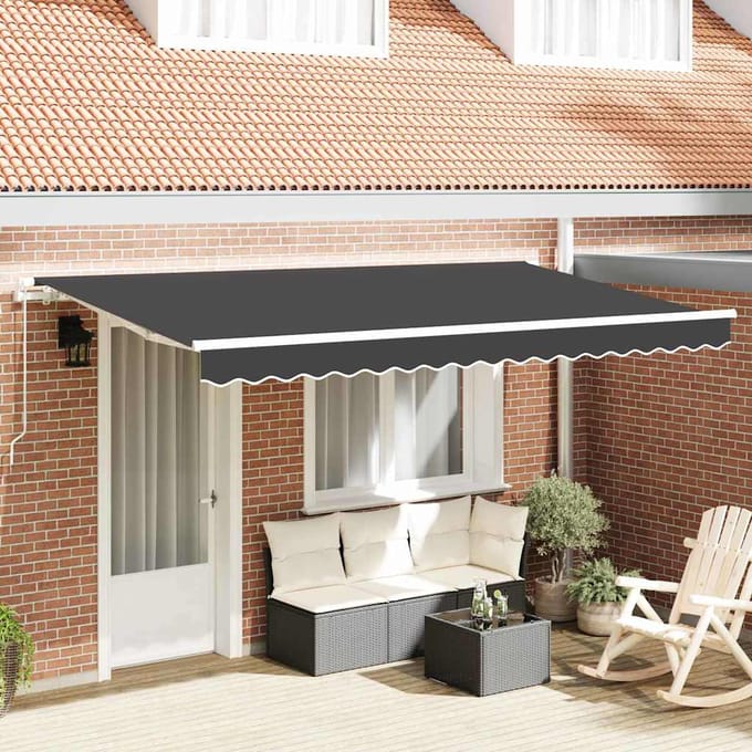 vidaXL - Uitschuifbare - luifel - Antraciet - 400 - x - 200 - cm - Stof