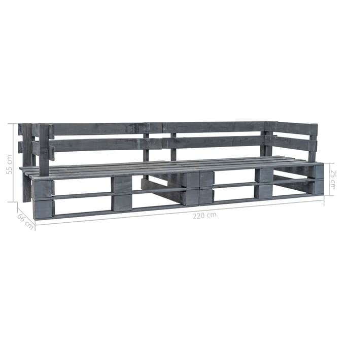vidaXL - Tuinbank - 2-zits - pallet - hout - grijs