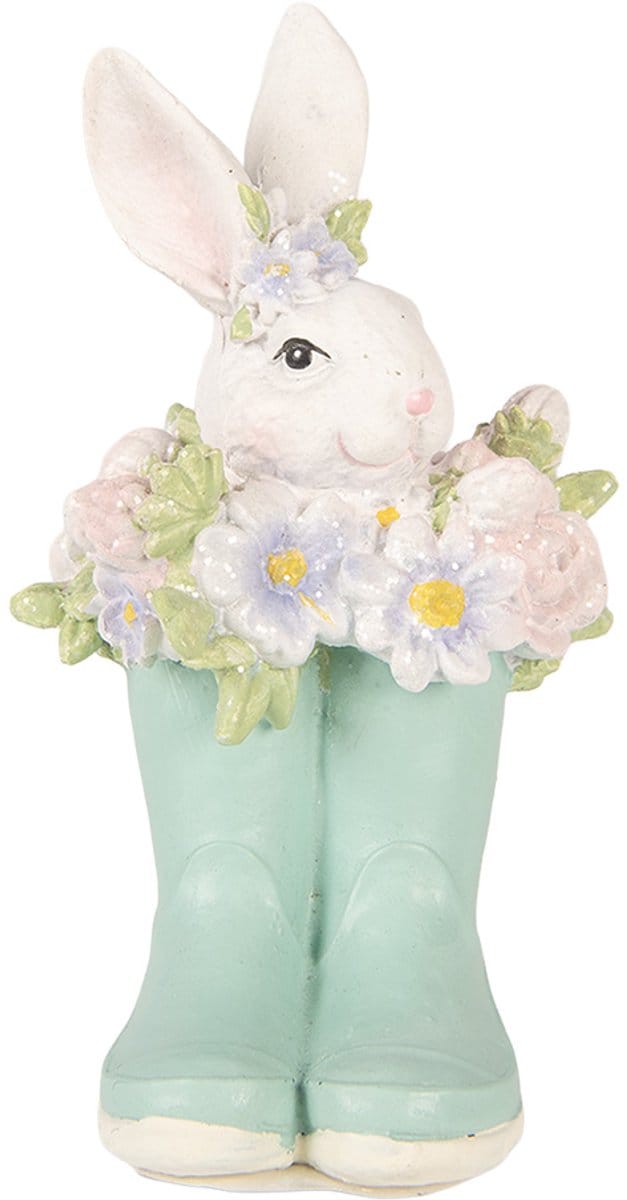 Clayre & Eef Decoratie Beeld Konijn 9x9x15 cm Wit Kunststof