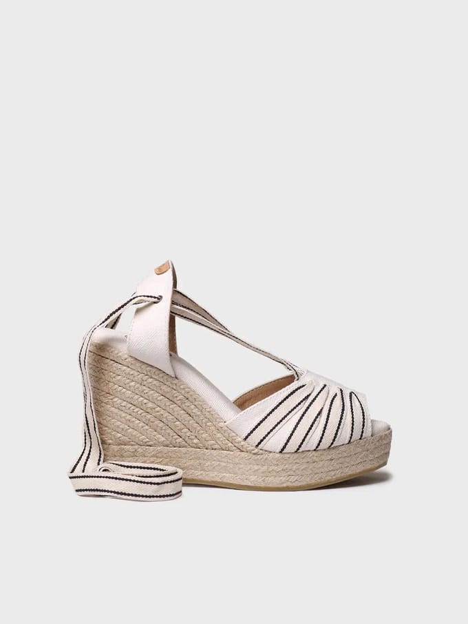 Espadrille voor dames met hoge sleehak en linten | PALS-CC