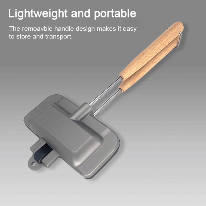 Camping Sandwich Bakpan Dubbelzijdig Sandwich Maker Anti-aanbak Aluminium Flip Grill Pan met zwart